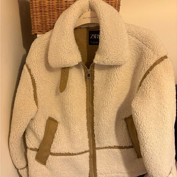 Zara Women's Cream Teddy Jacket - Picture 2 of 2
